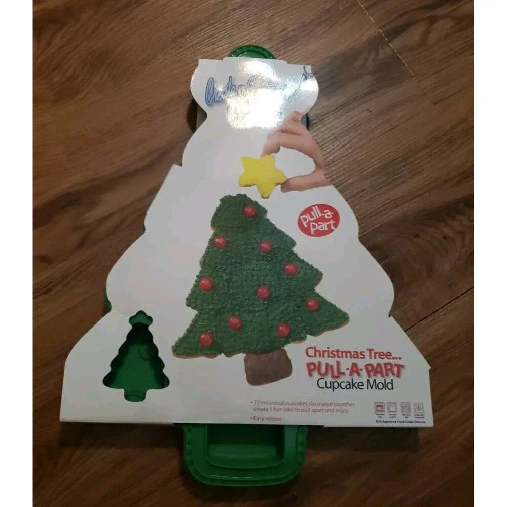 Pull Apart Silicone 12 Cupcake Cake Mold Christmas Tree 🎄